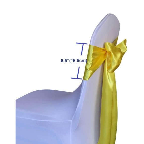 50 count | Yellow Satin Chair Sashes Wedding Party Dining Banquet Bows Ties New - Picture 2 of 4
